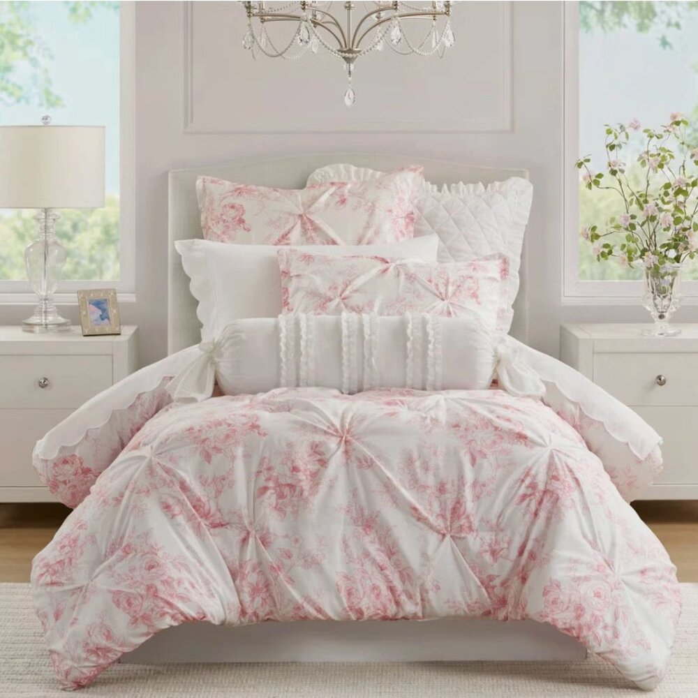 NWT Armoire Collection Toile Floral Coquette Comforter Full/Queen